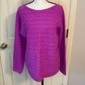 Talbots Merino Wool Cashmere Cable Knit Sweater Purple
